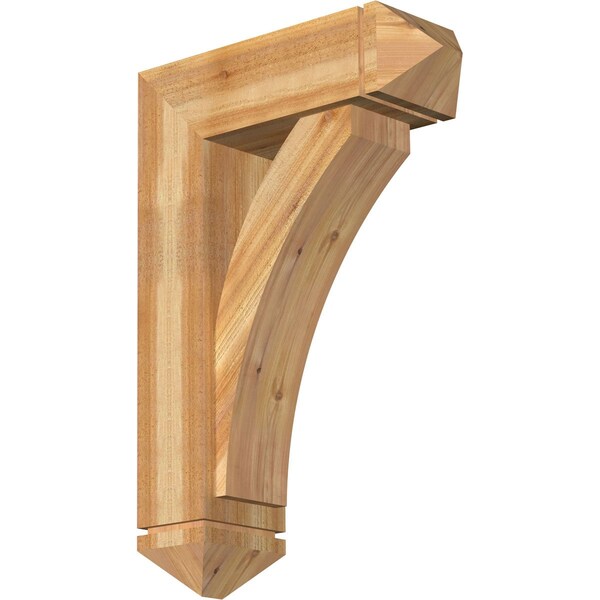 Ekena Millwork Thorton Arts and Crafts Rough Sawn Bracket w/ Offset Brace, Western Red Cedar, 8"W x 24"D x 36"H BKT0806X24X36THR03RWR - main